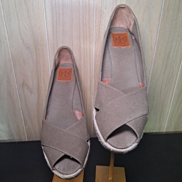 TORY BURCH Fillipa Women's Criss Cross Olive Canvas Wedge Espadrille - Picture 1 of 8